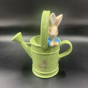 Beatrix Potter Peter Rabbit Ceramic Watering Can Vase Planter Teleflora Vtg 1999